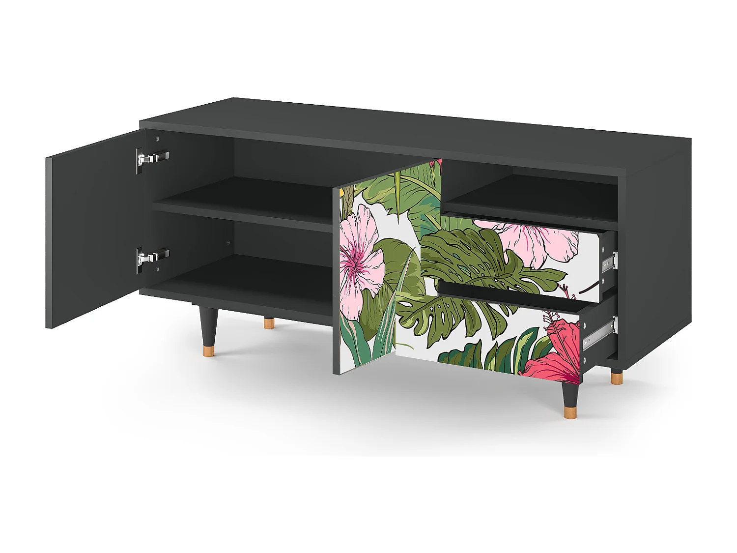 Mobile TV - 125х56х41 cm - T7 - Verdant Tropics, Antracite