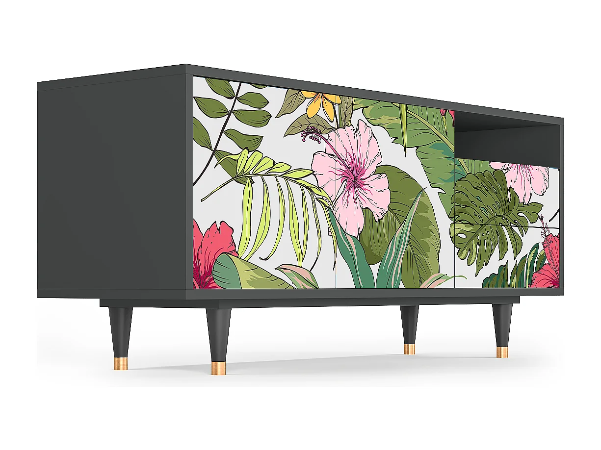 Meuble TV - 125х56х41 cm - T7 - Verdant Tropics, Anthracite