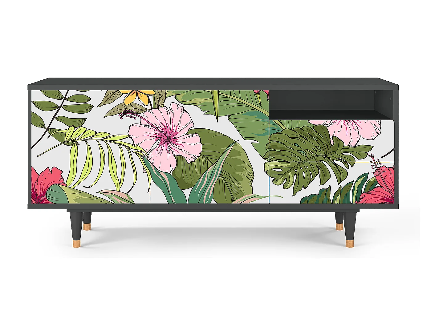 Meuble TV - 125х56х41 cm - T7 - Verdant Tropics, Anthracite