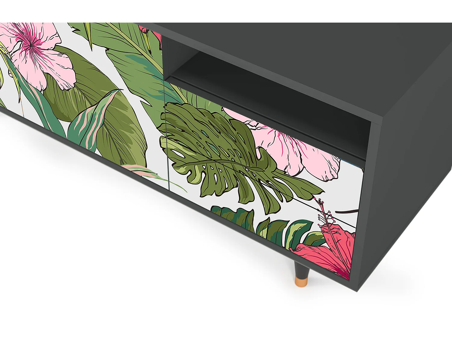 Meuble TV - 125х56х41 cm - T7 - Verdant Tropics, Anthracite