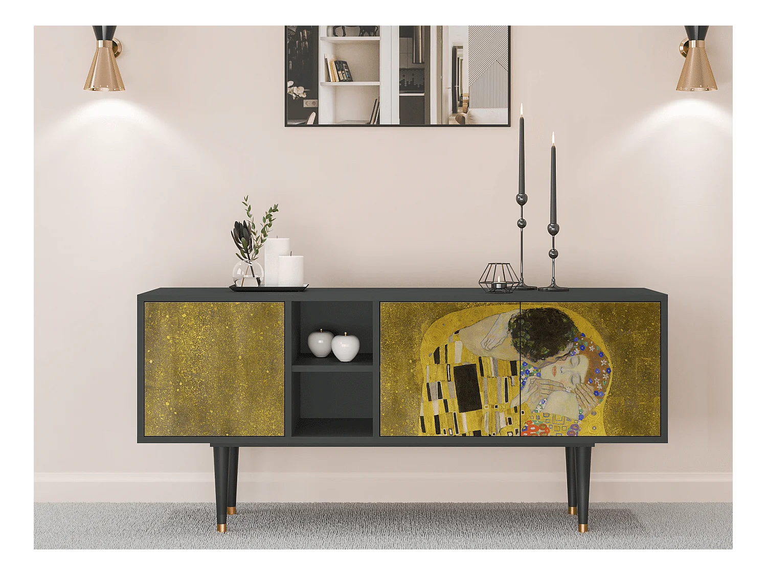 Mobile TV - 150х69х41 cm - T5 - The Kiss by Klimt , Antracite