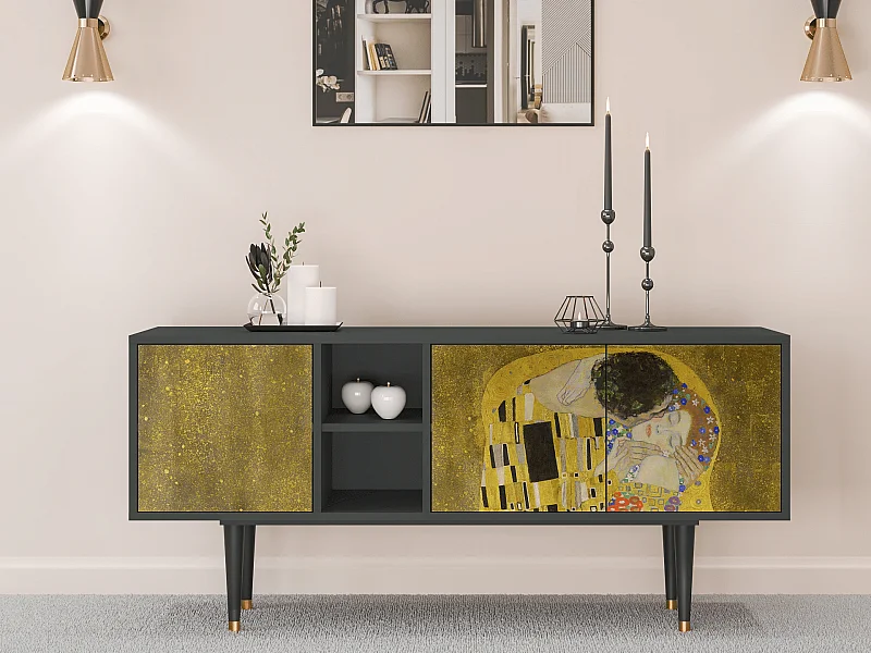 Meuble TV - 150х69х41 cm - T5 - The Kiss by Klimt , Anthracite