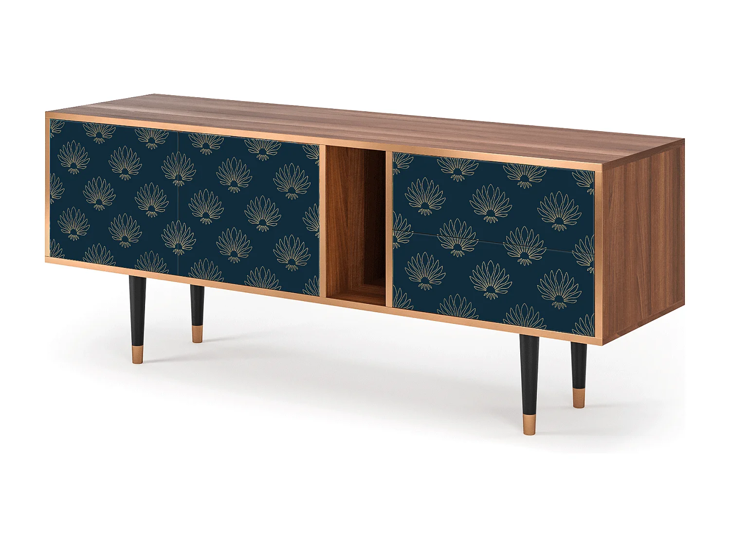 Szafka RTV - 170х69х48 cm - T1 - Blue Lotus, Orzech