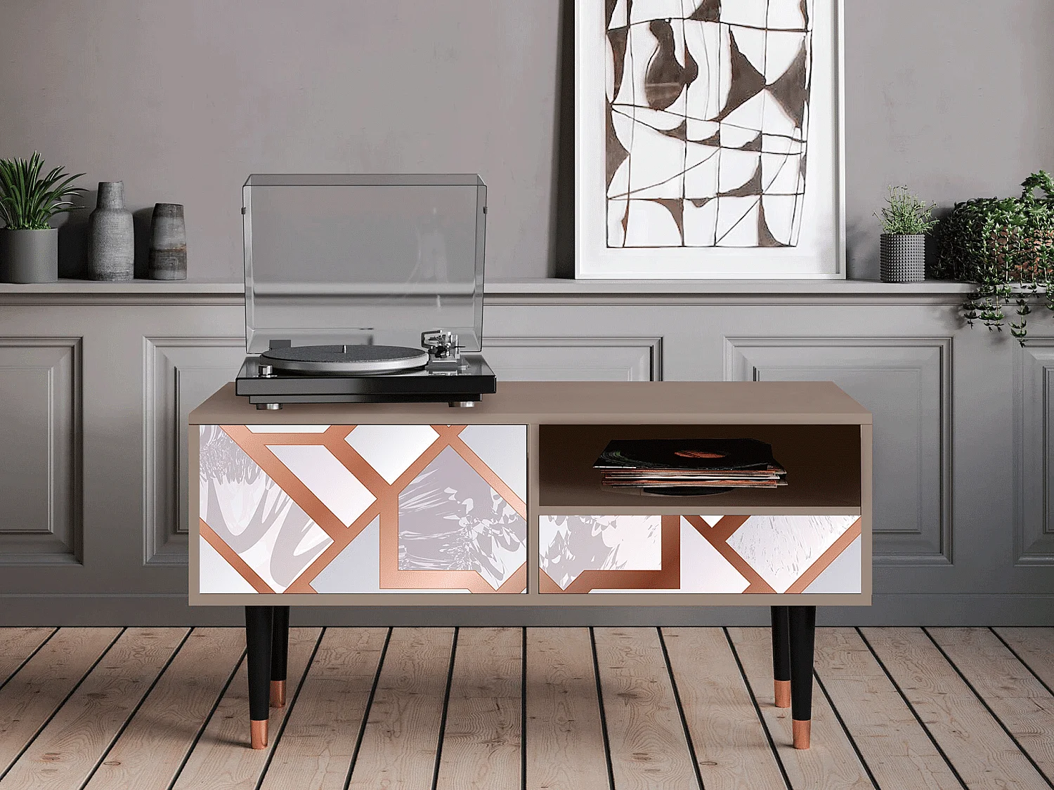 Szafka RTV - 115х59х48 cm - T3 - Pastel Fairytale, Latte