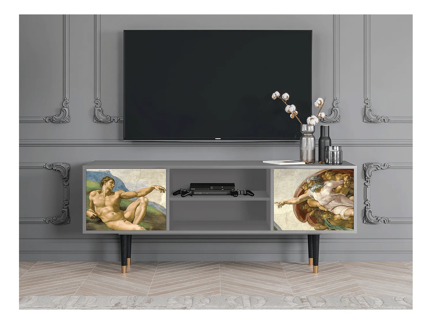 TV-meubel - 170х69х48 cm - T2 - The Creation of Adam, Grijs