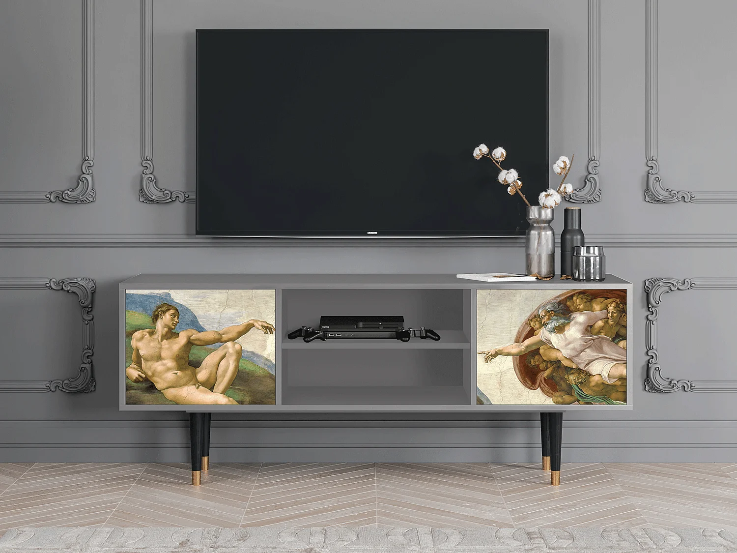 TV-Möbel - 170х69х48 cm - T2 - The Creation of Adam, Grau