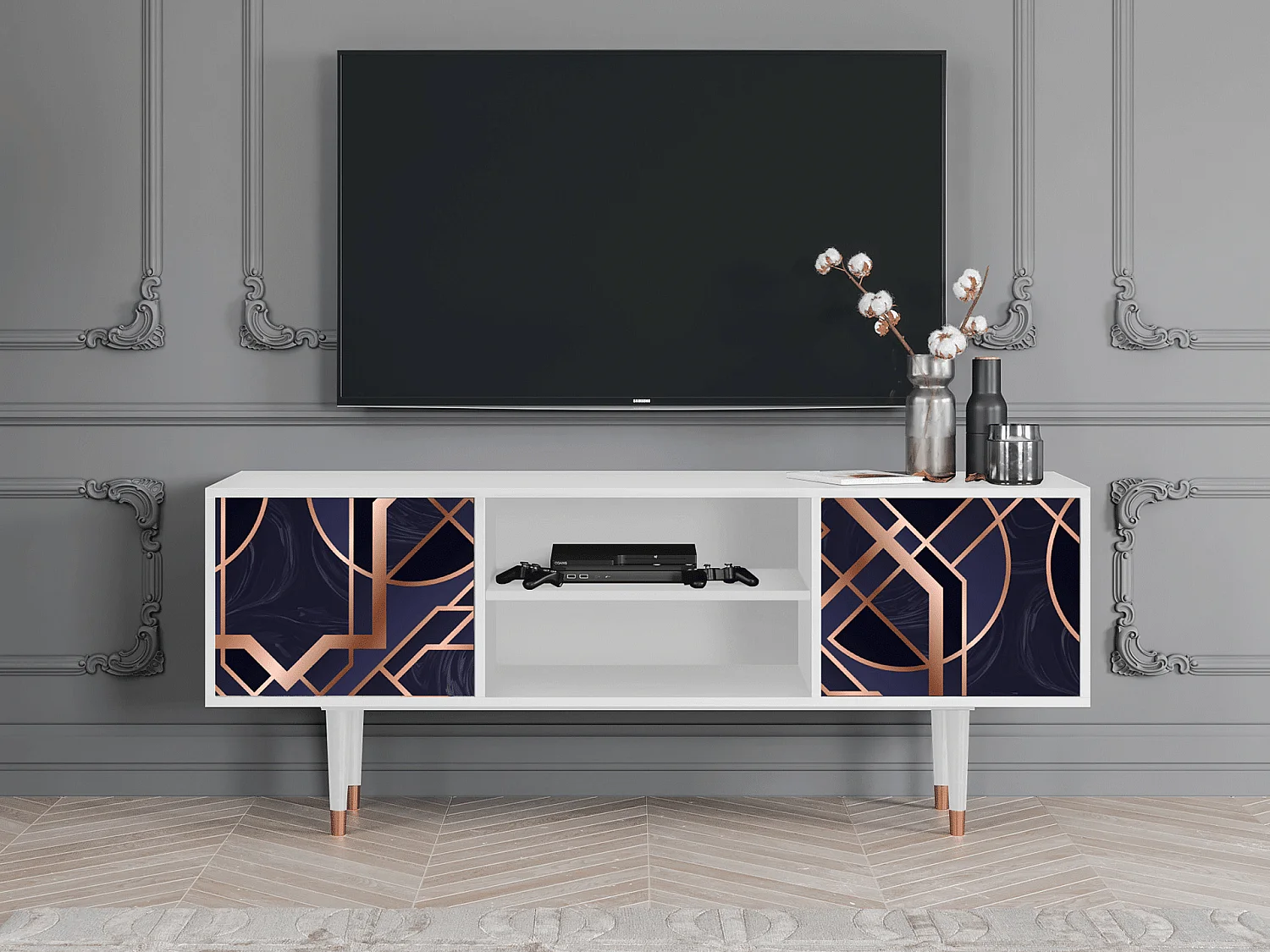 Meuble TV - 170х69х48 cm - T2 - Purple Temple, Blanc