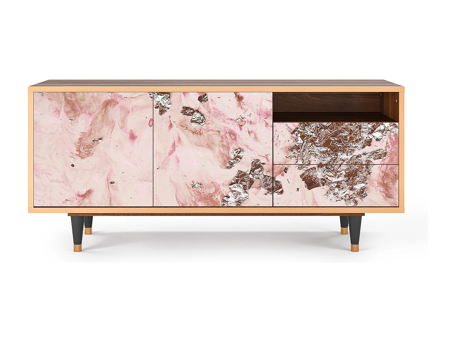 TV-meubel - 125х56х41 cm - T7 - Cotton Candy, Walnoot