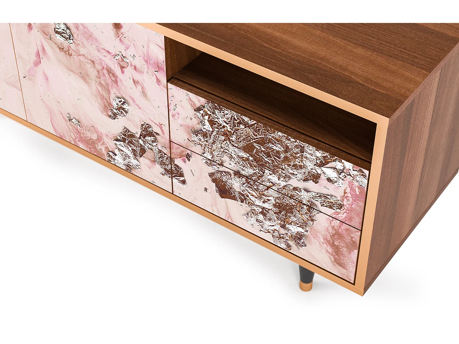 TV-meubel - 125х56х41 cm - T7 - Cotton Candy, Walnoot