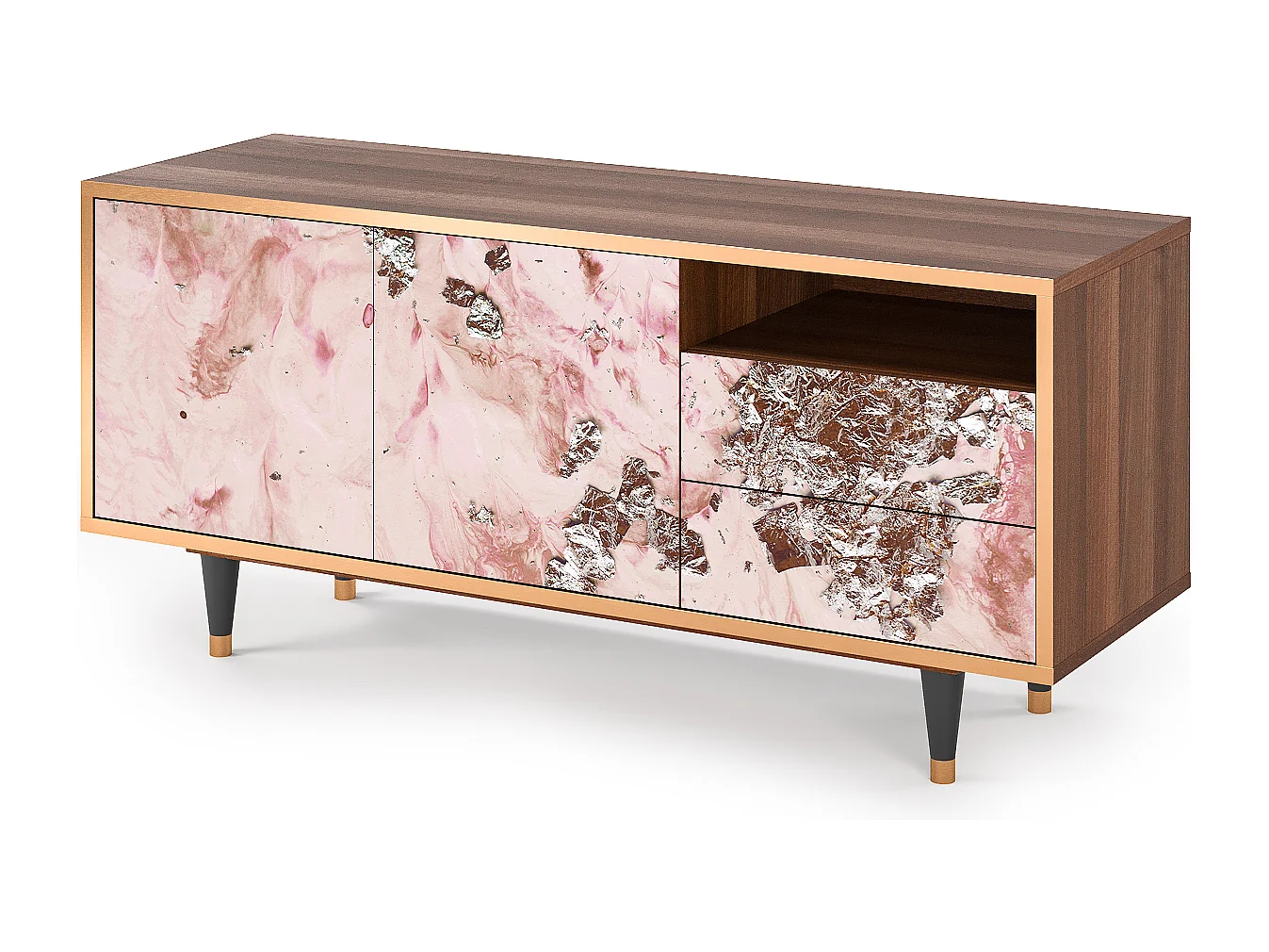 Meuble TV - 125х56х41 cm - T7 - Cotton Candy, Noyer