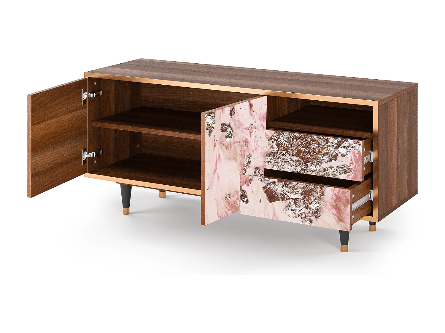 Meuble TV - 125х56х41 cm - T7 - Cotton Candy, Noyer