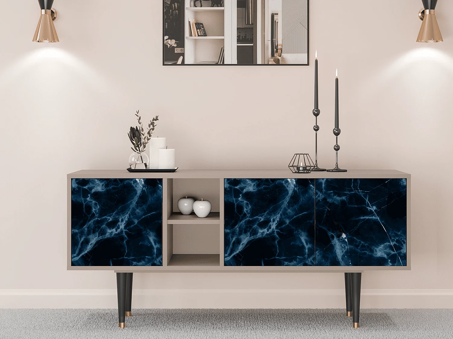 TV-Möbel - 150х69х41 cm - T5 - Deep Ocean, Latte