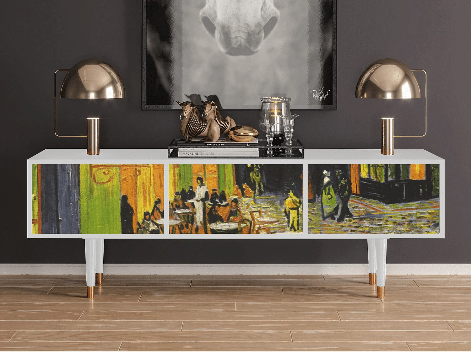 TV-meubel - 170х59х48 cm - T4 - Café Terrace at Night, Wit