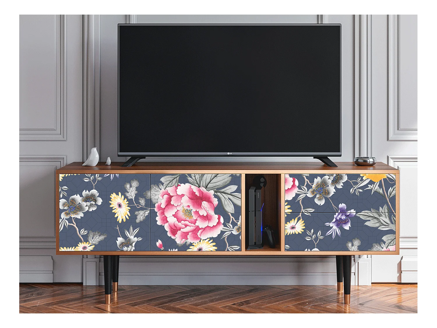 Meuble TV - 170х69х48 cm - T1 - Dark Flower Bed, Noyer