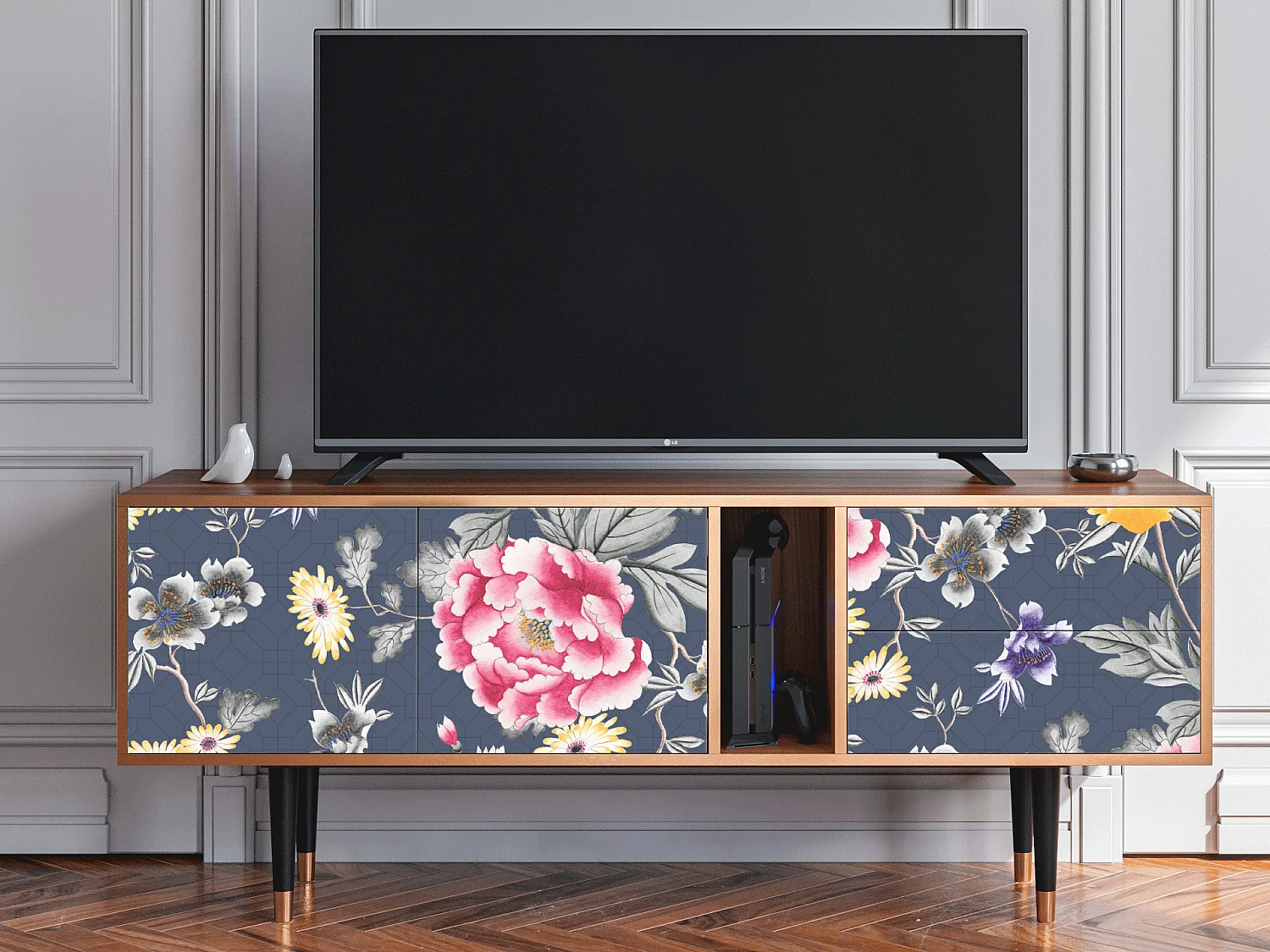 Meuble TV - 170х69х48 cm - T1 - Dark Flower Bed, Noyer