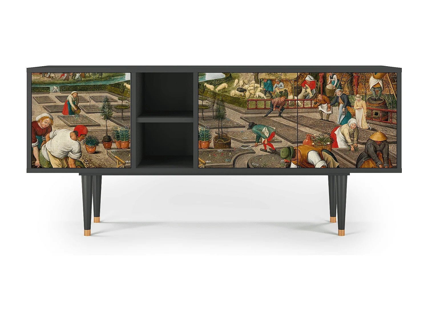 Szafka RTV - 150х69х41 cm - T5 - The Younger - Spring, Antracyt