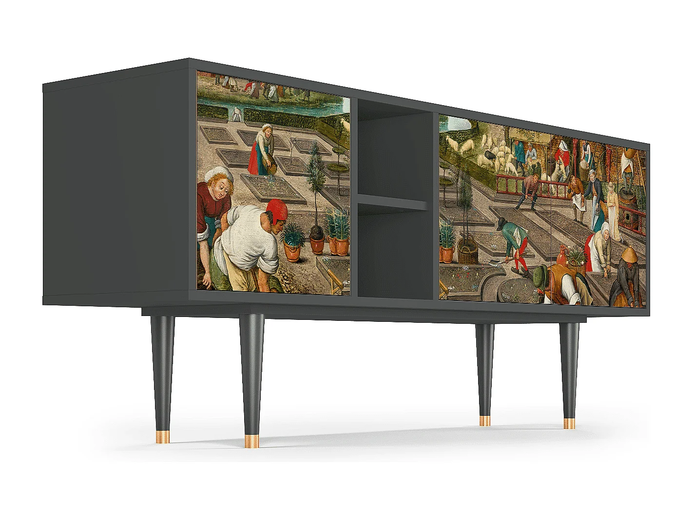 Szafka RTV - 150х69х41 cm - T5 - The Younger - Spring, Antracyt