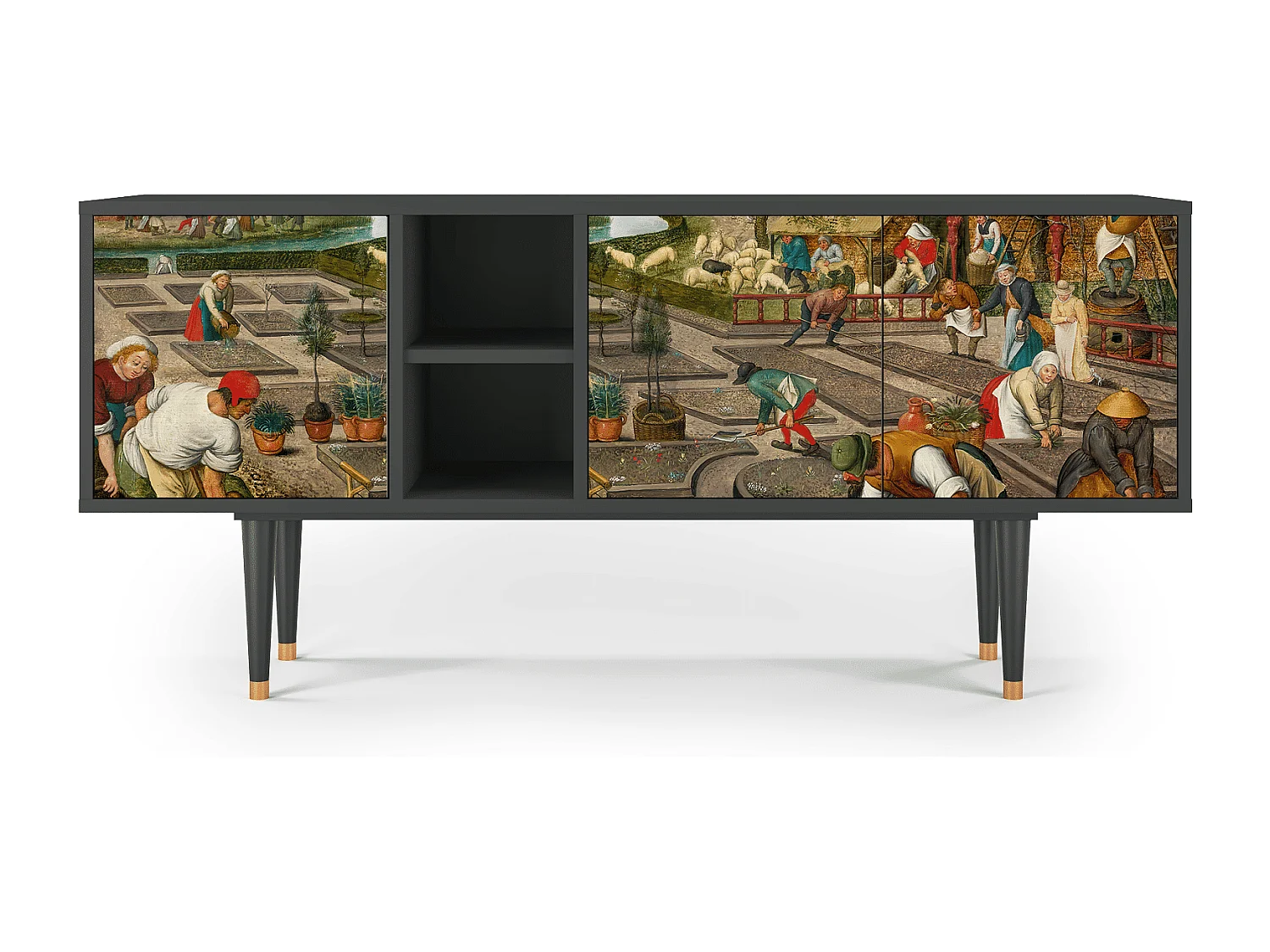 Szafka RTV - 150х69х41 cm - T5 - The Younger - Spring, Antracyt