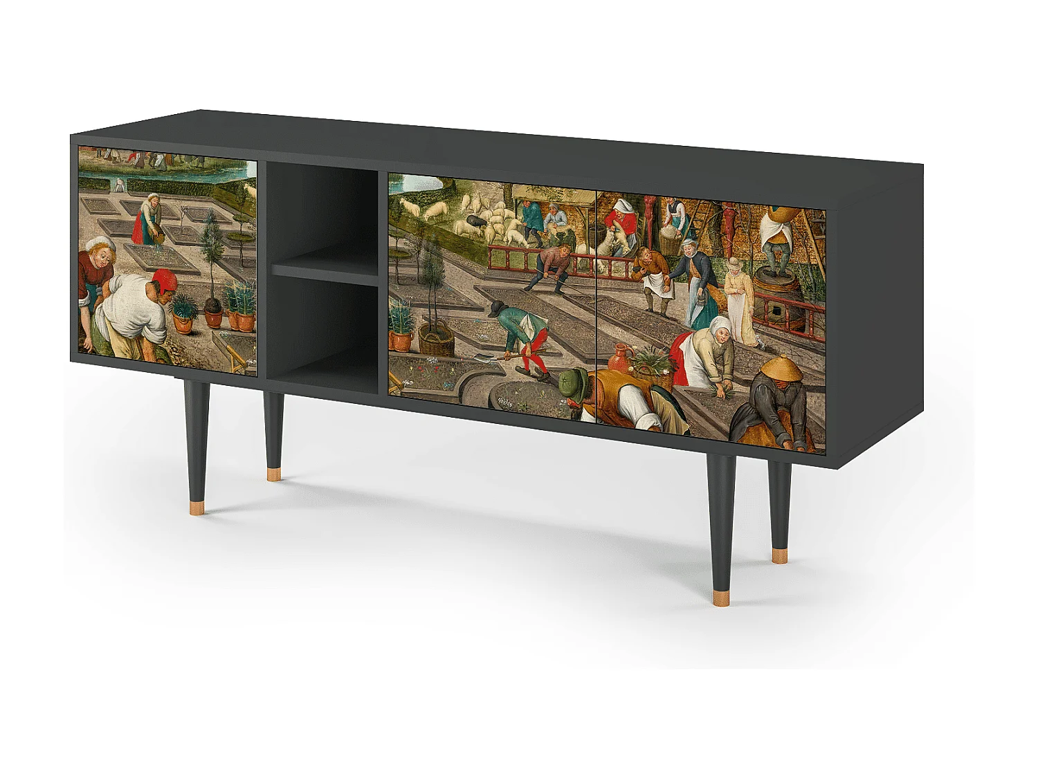 Szafka RTV - 150х69х41 cm - T5 - The Younger - Spring, Antracyt