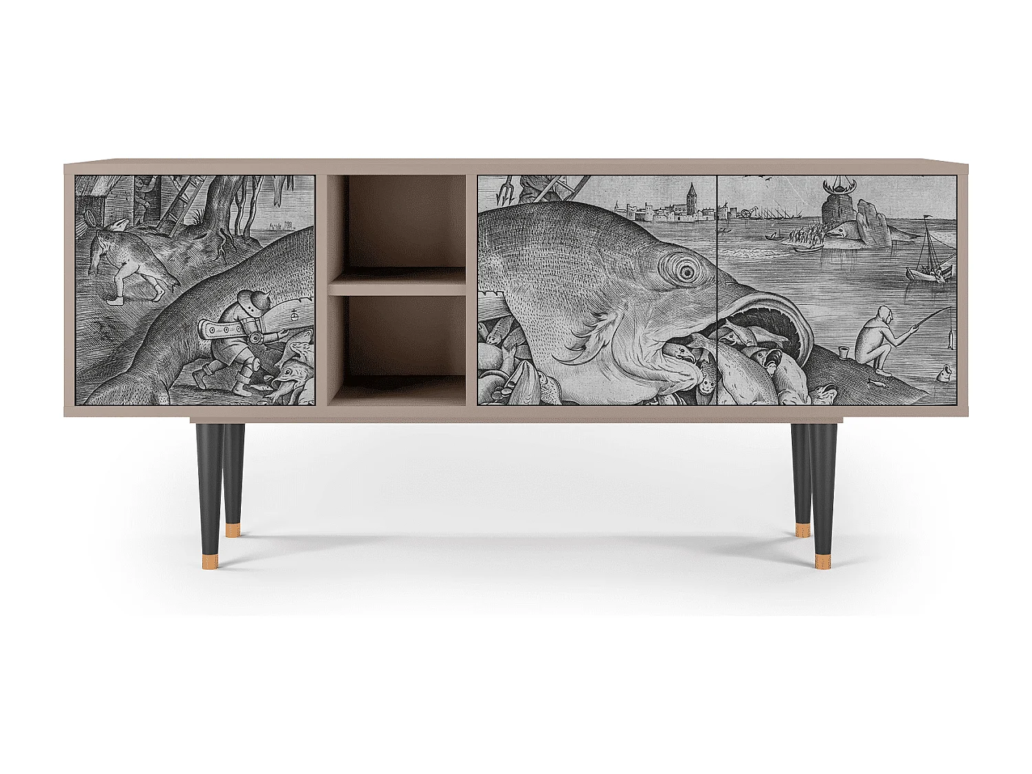 Meuble TV - 150х69х41 cm - T5 - Big Fish Eat Little, Latte