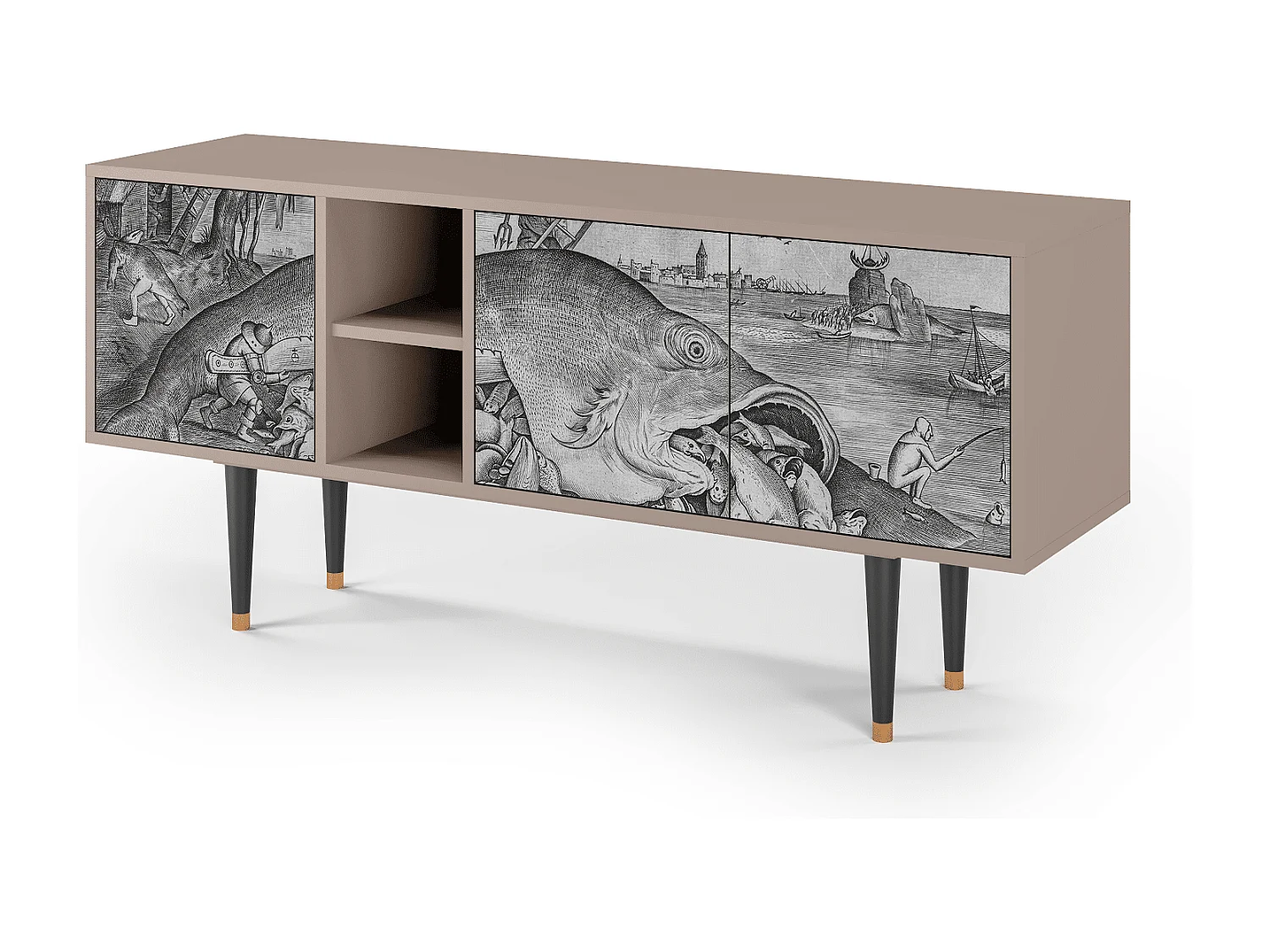Meuble TV - 150х69х41 cm - T5 - Big Fish Eat Little, Latte