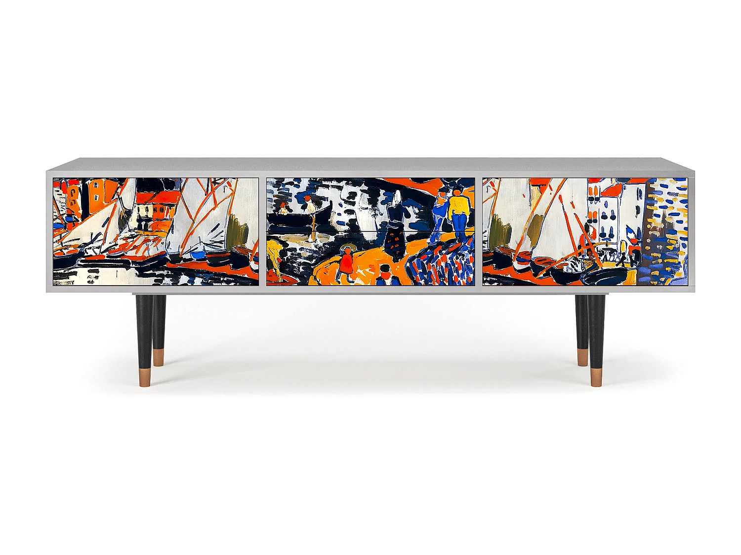 Meuble TV - 170х59х48 cm - T4 - Le Séchage des voiles , Gris