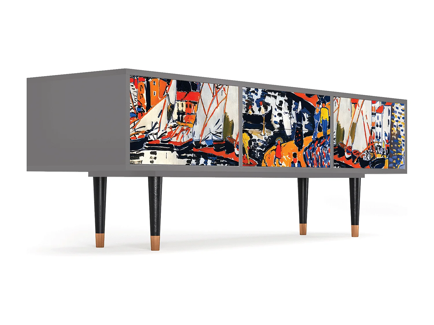 Meuble TV - 170х59х48 cm - T4 - Le Séchage des voiles , Gris