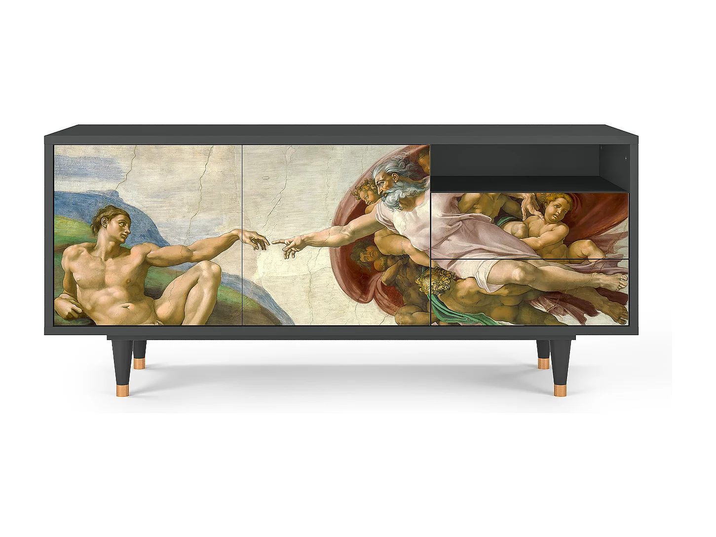 Szafka RTV - 125х56х41 cm - T7 - The Creation of Adam, Antracyt