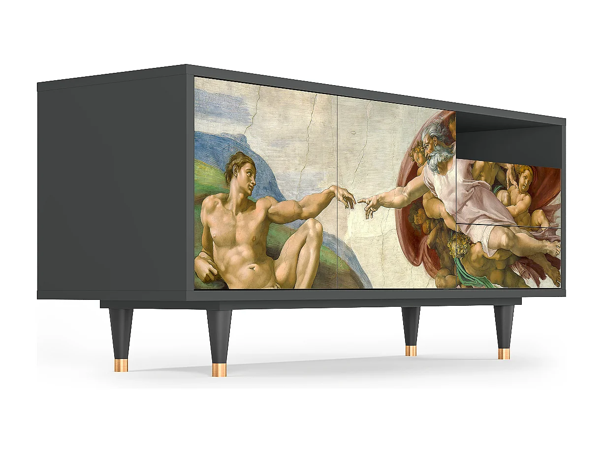 Szafka RTV - 125х56х41 cm - T7 - The Creation of Adam, Antracyt