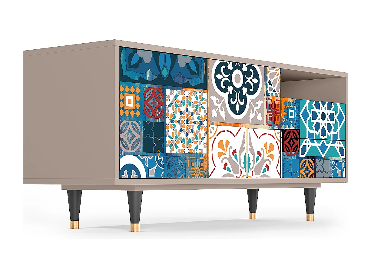 Meuble TV - 125х56х41 cm - T7 - Moroccan Market, Latte