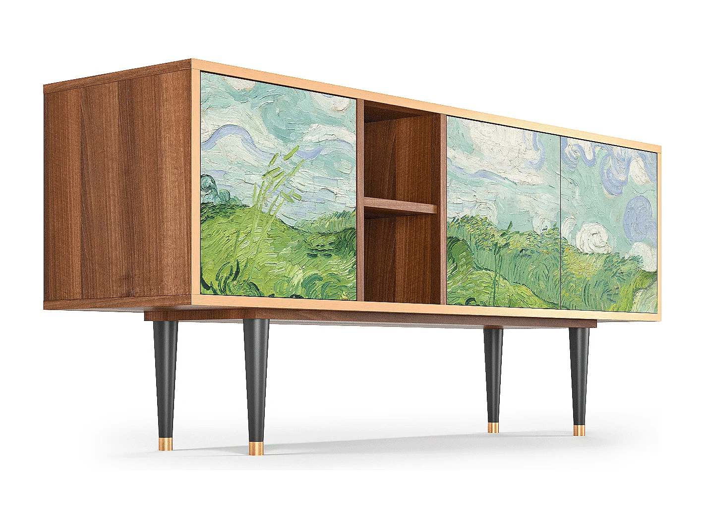 Meuble TV - 150х69х41 cm - T5 - Green Wheat Fields, Noyer