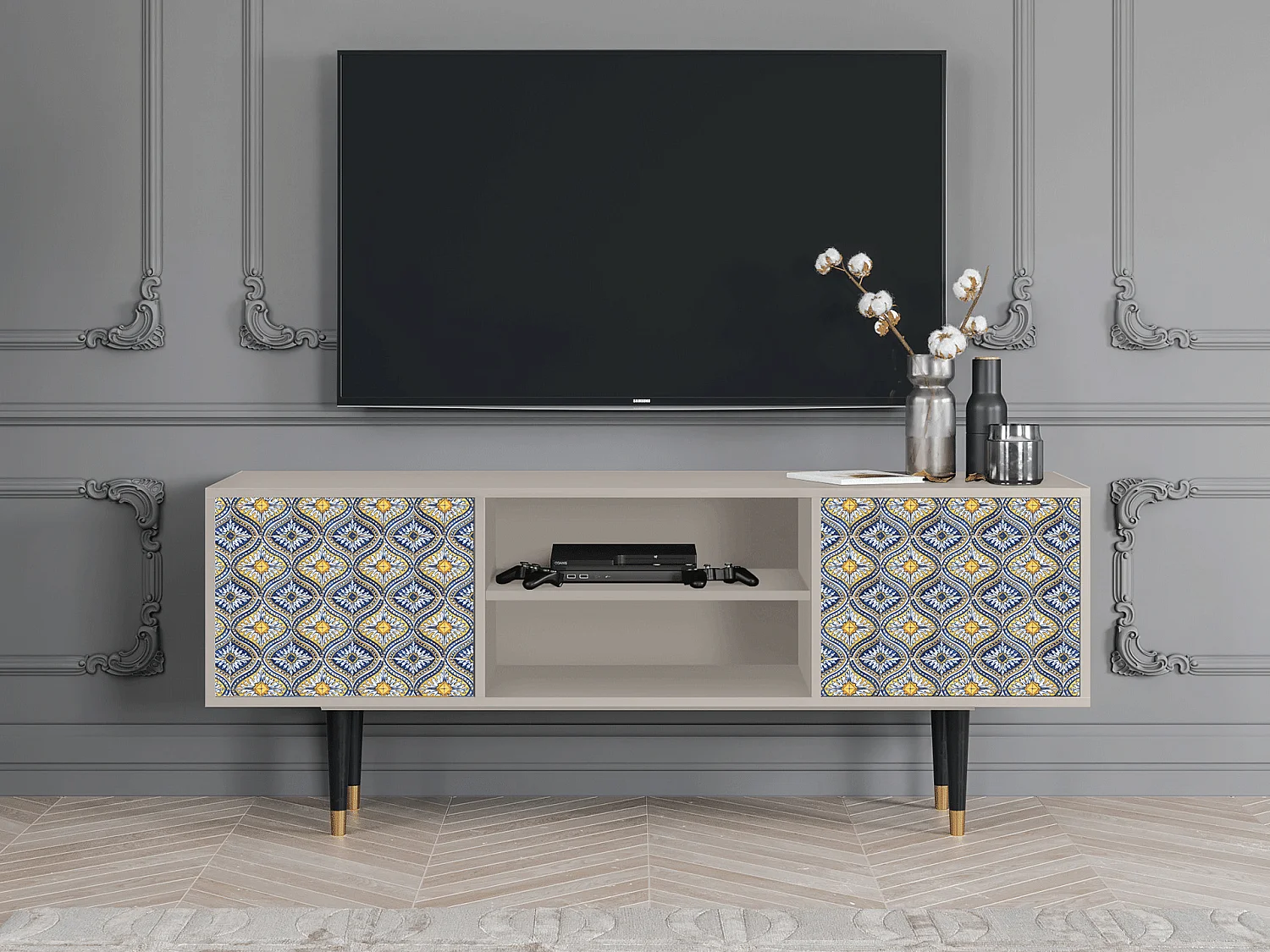 Mobile TV - 170х69х48 cm - T2 - Illusory Pattern, Sabbia