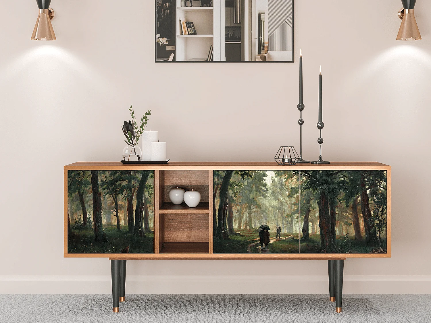 Meuble TV - 150х69х41 cm - T5 -  Rain in the Oak Forest, Noyer