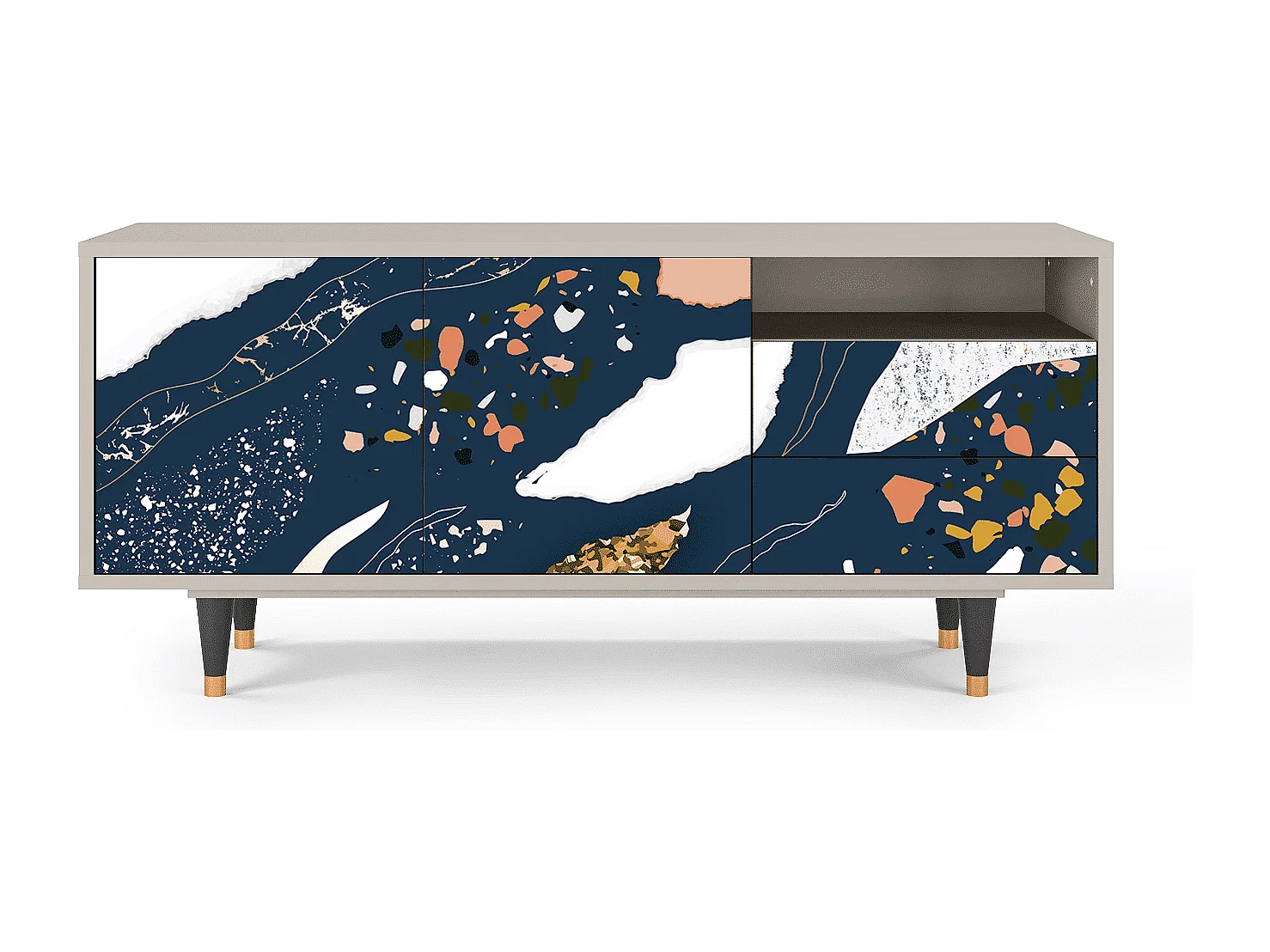 Meuble TV - 125х56х41 cm - T7 - Nude Iceberg, Sable