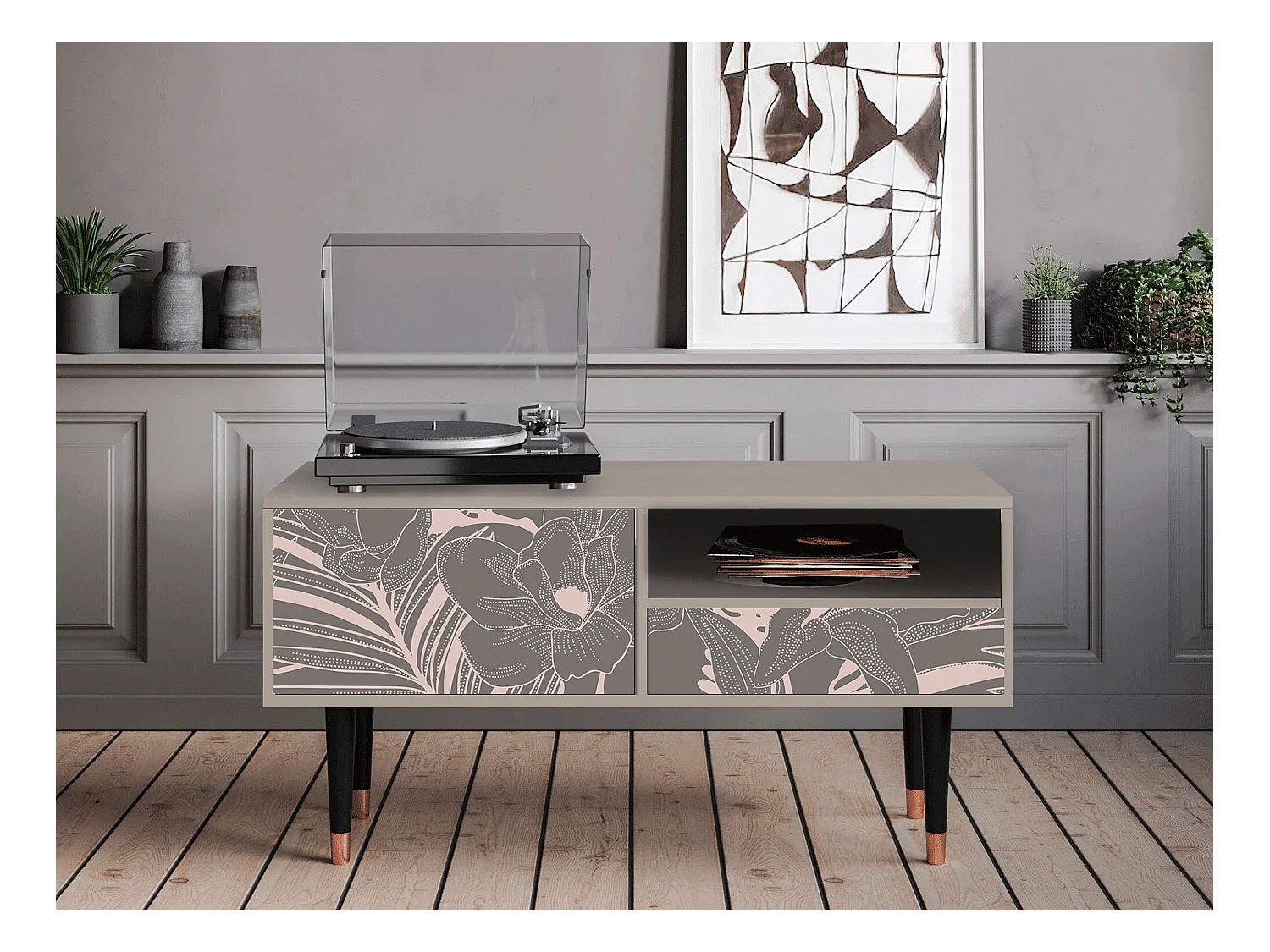 TV-Möbel - 115х59х48 cm - T3 - Issabelline Flower, Sand