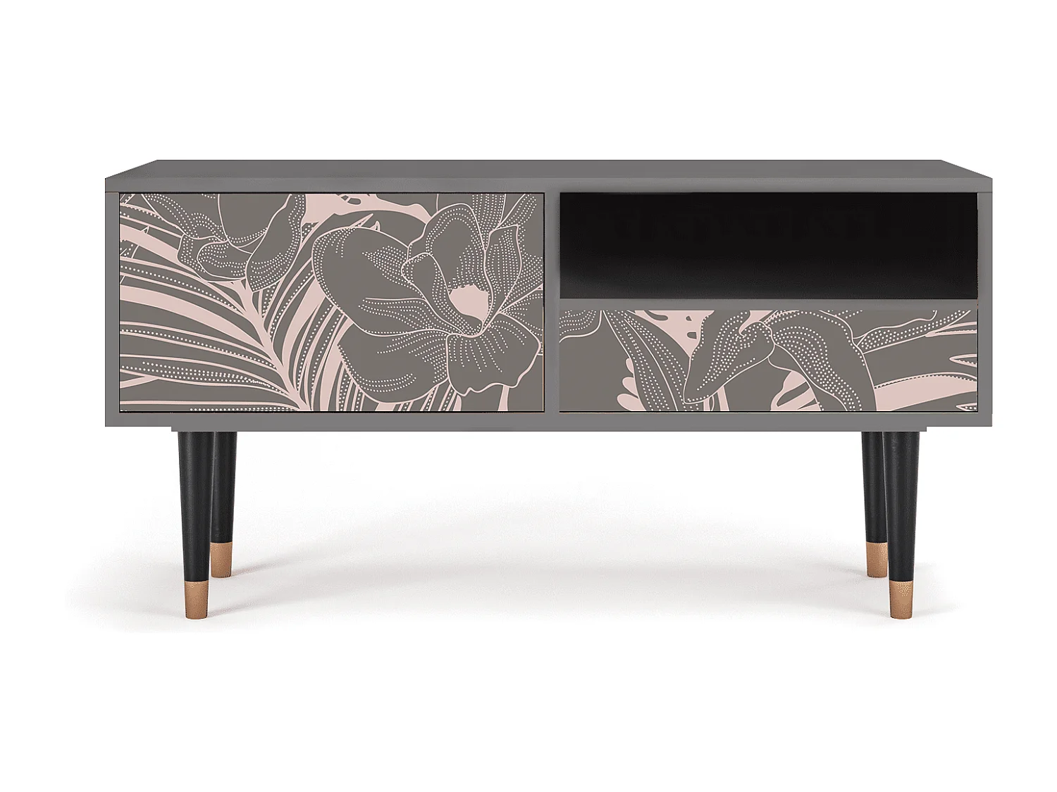 Meuble TV - 115х59х48 cm - T3 - Issabelline Flower, Sable