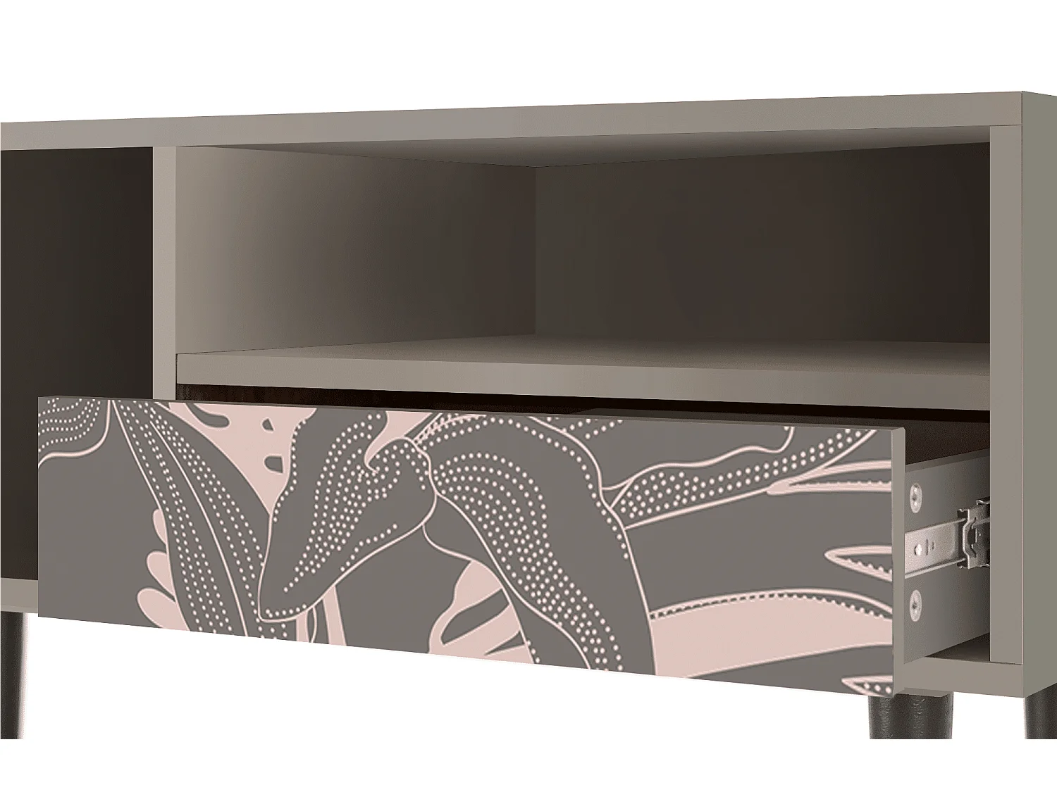 Meuble TV - 115х59х48 cm - T3 - Issabelline Flower, Sable