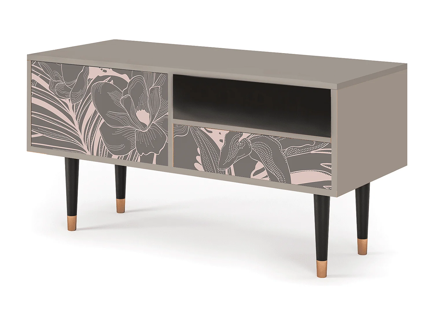 Szafka RTV - 115х59х48 cm - T3 - Issabelline Flower, Piaskowy