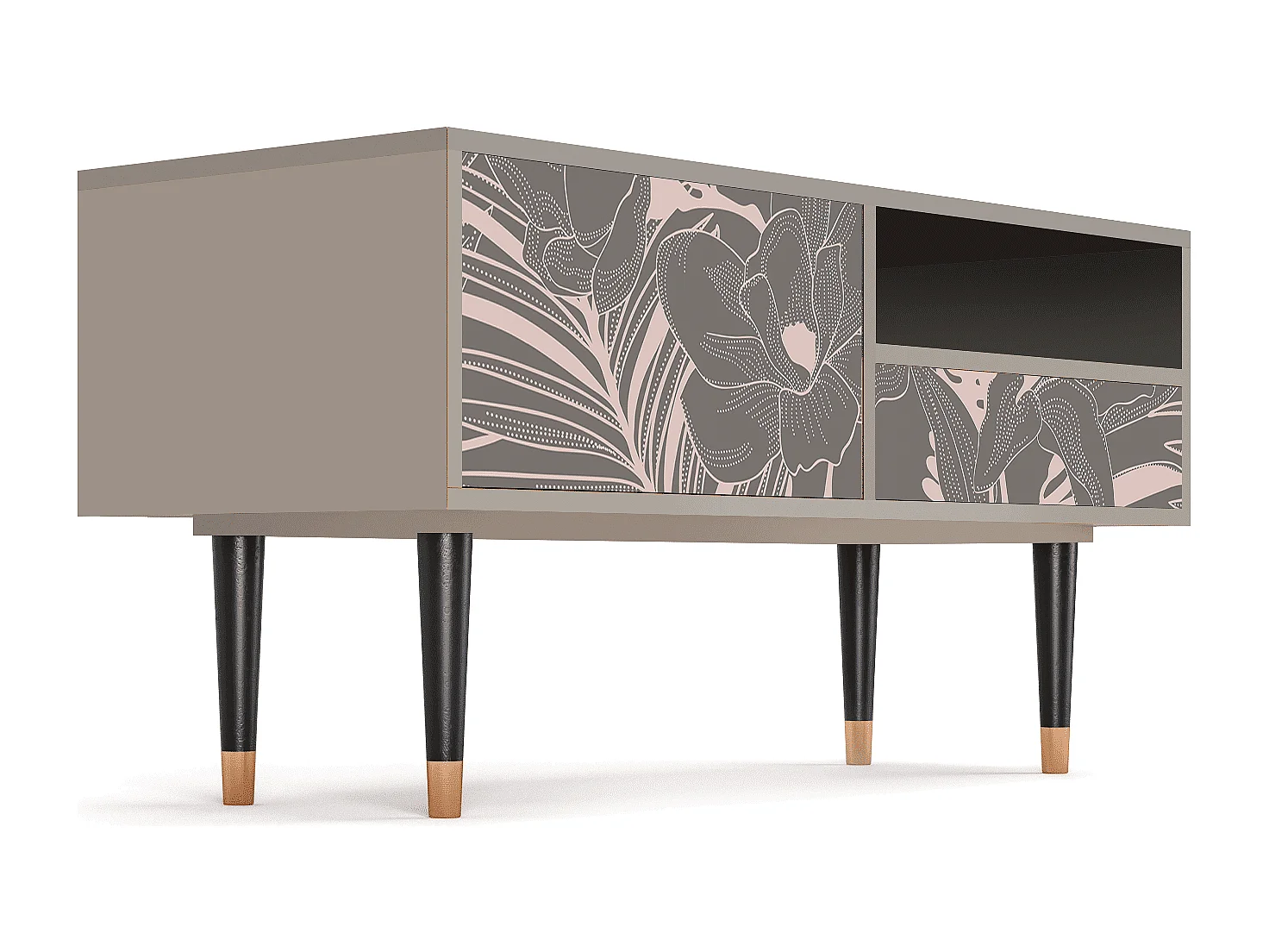 Szafka RTV - 115х59х48 cm - T3 - Issabelline Flower, Piaskowy