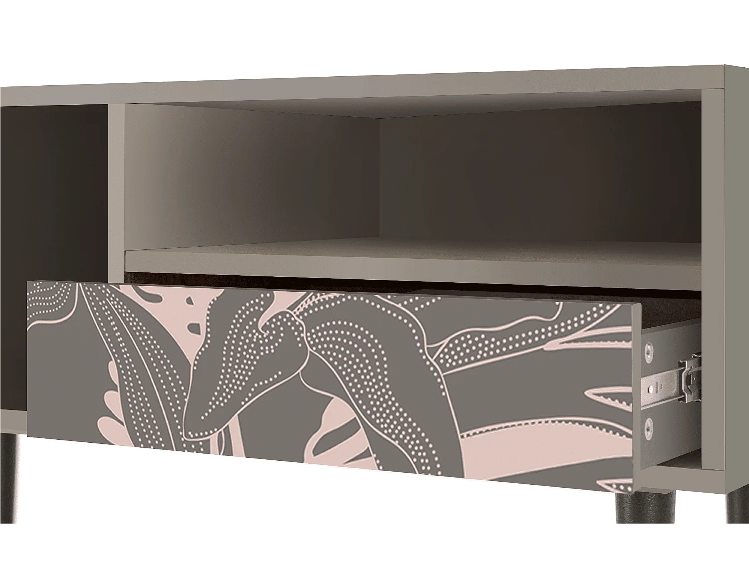 Szafka RTV - 115х59х48 cm - T3 - Issabelline Flower, Piaskowy