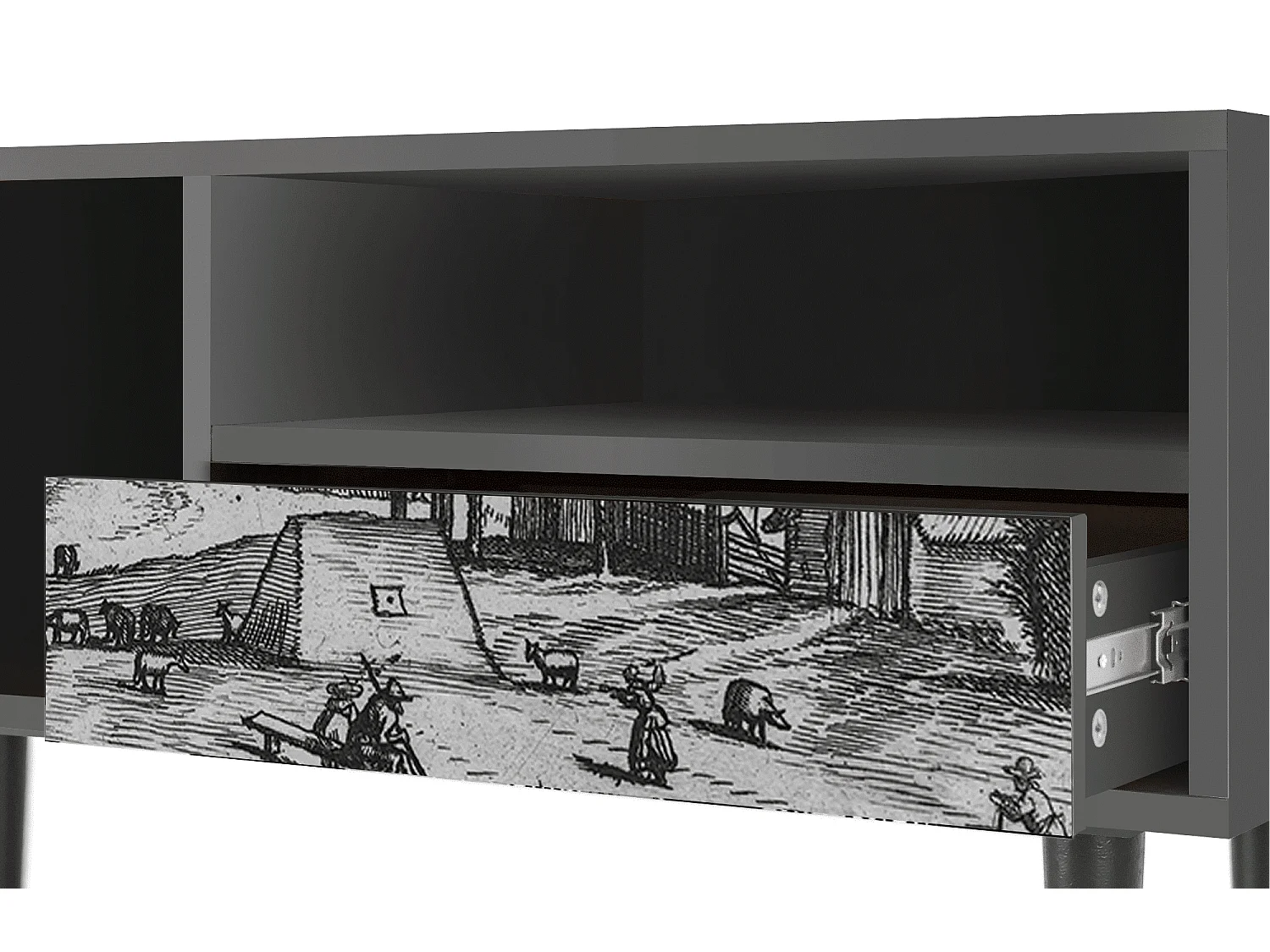 Mueble de TV - 115х59х48 cm - T3 - Country Village, Antracite