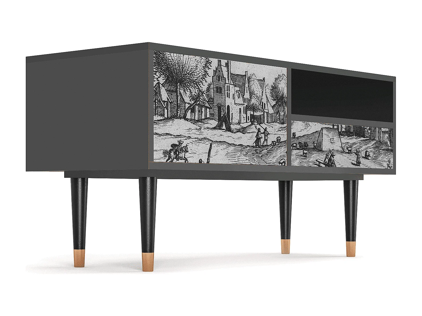 Meuble TV - 115х59х48 cm - T3 - Country Village, Anthracite
