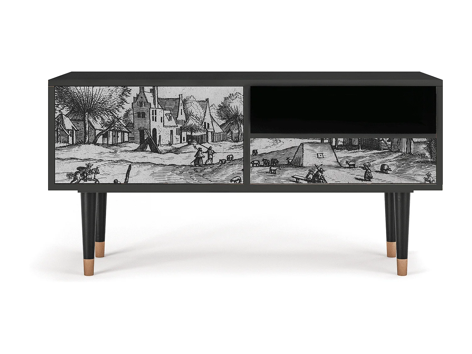 Mueble de TV - 115х59х48 cm - T3 - Country Village, Antracite