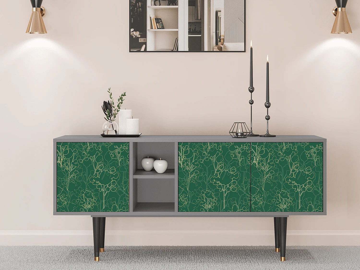 Mobile TV - 150х69х41 cm - T5 - Emerald Forest, Grigio