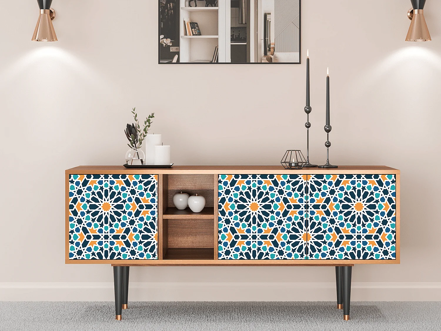 TV-meubel - 150х69х41 cm - T5 - Kaleidoscope, Walnoot