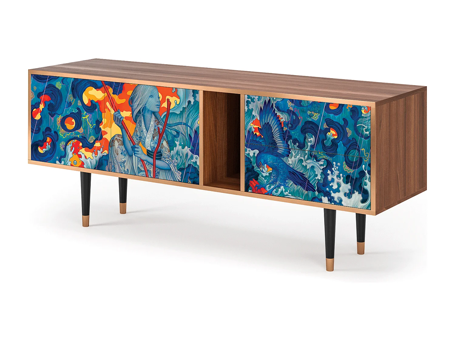 TV-meubel - 170х69х48 cm - T1 - The Girl - James Jean, Walnoot