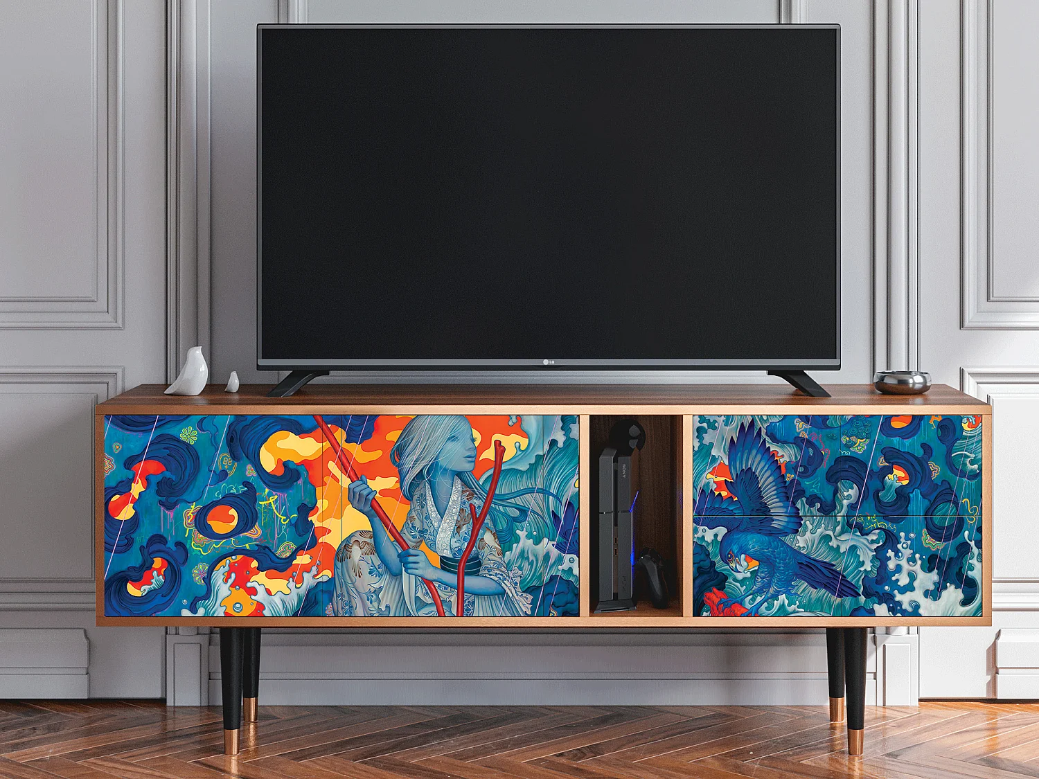 TV-meubel - 170х69х48 cm - T1 - The Girl - James Jean, Walnoot