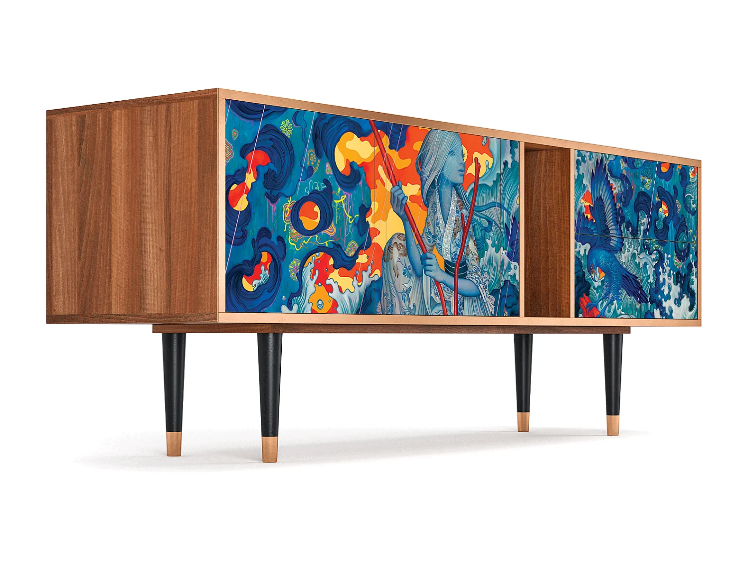 TV-meubel - 170х69х48 cm - T1 - The Girl - James Jean, Walnoot