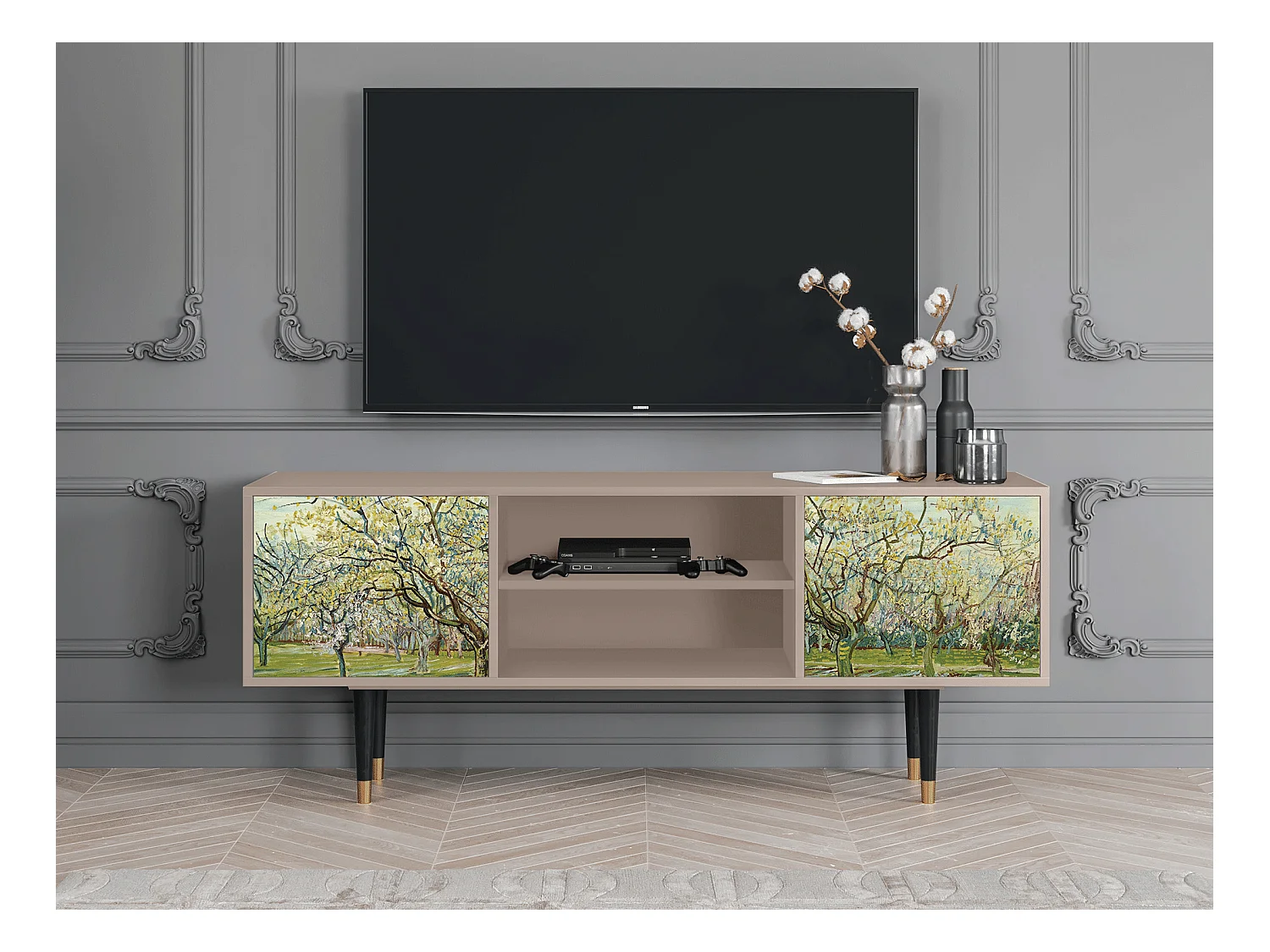 Meuble TV - 170х69х48 cm - T2 - The Blanc Orchard, Latte