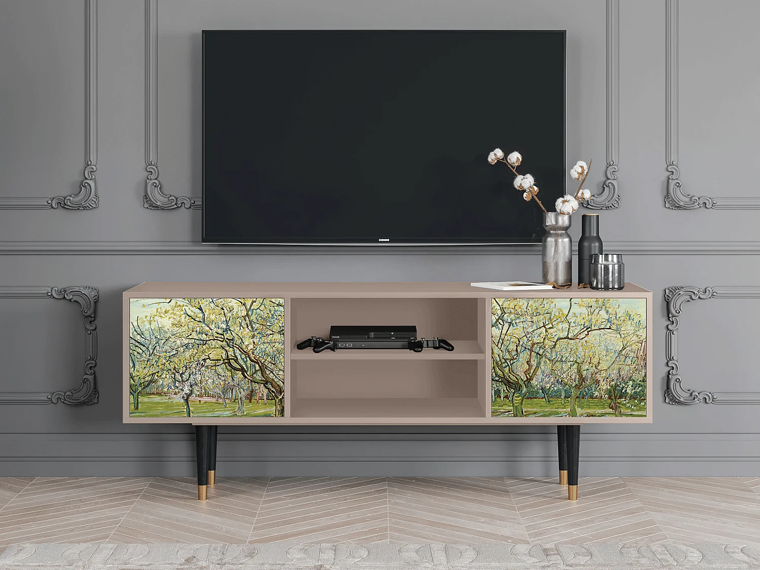 Mobile TV - 170х69х48 cm - T2 - The Bianco Orchard, Latte